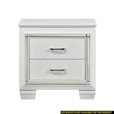 Glamorous Design Bedroom Furniture 1pc Nightstand of 2x Drawers Faux Alligator Embossed Textured Fronts
