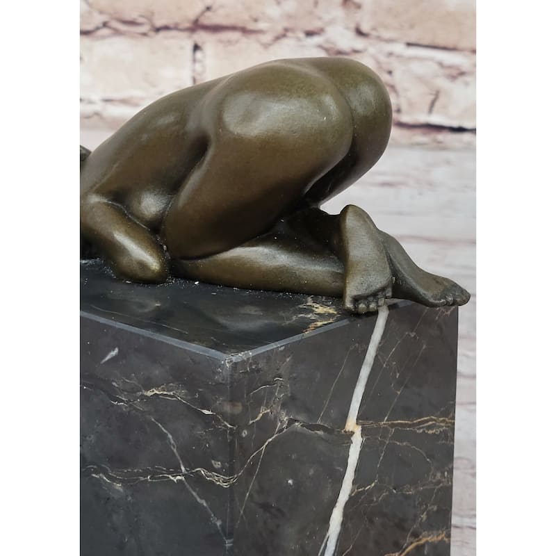 Bronze Figure Girl Yoga Pose Statue Sculpture Figurine Signed Original 6 Inches X 5 Inches
