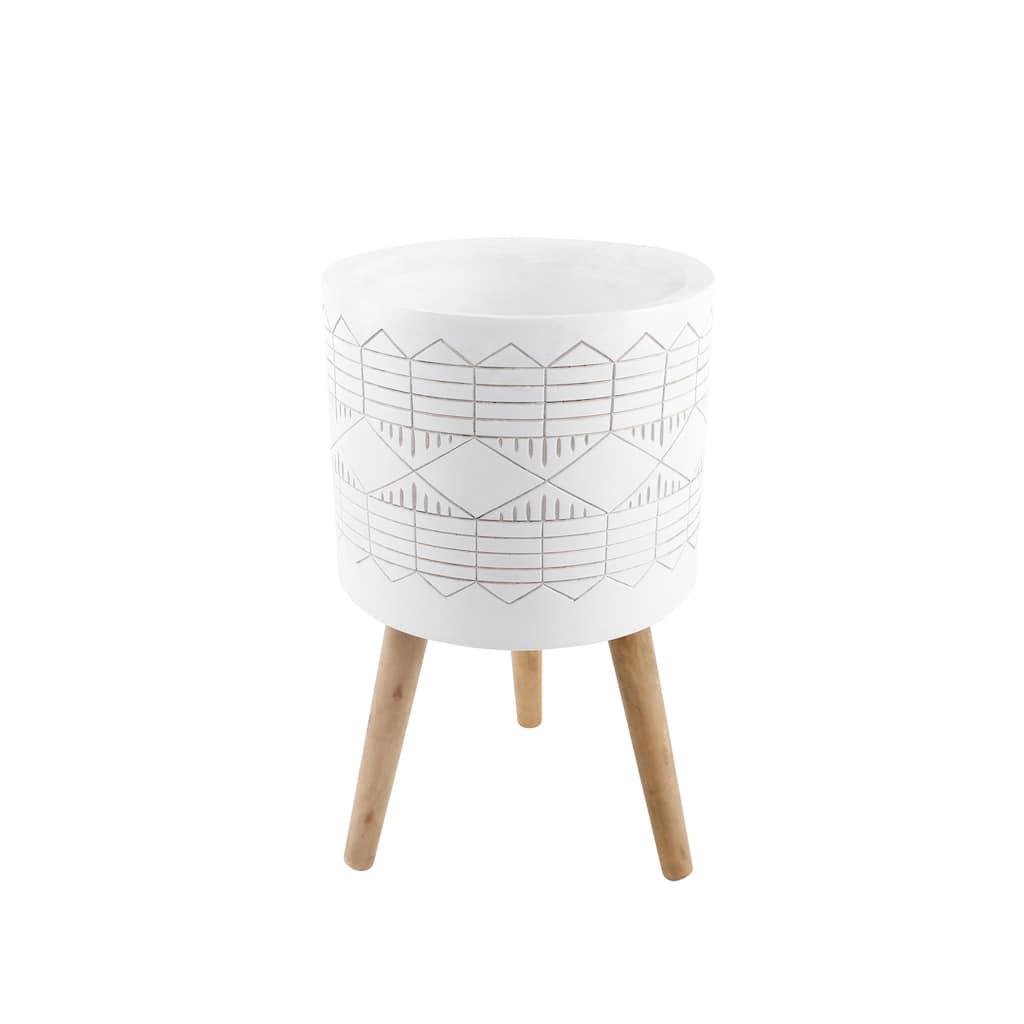 14" Peru Fiberglass Planter On Stand