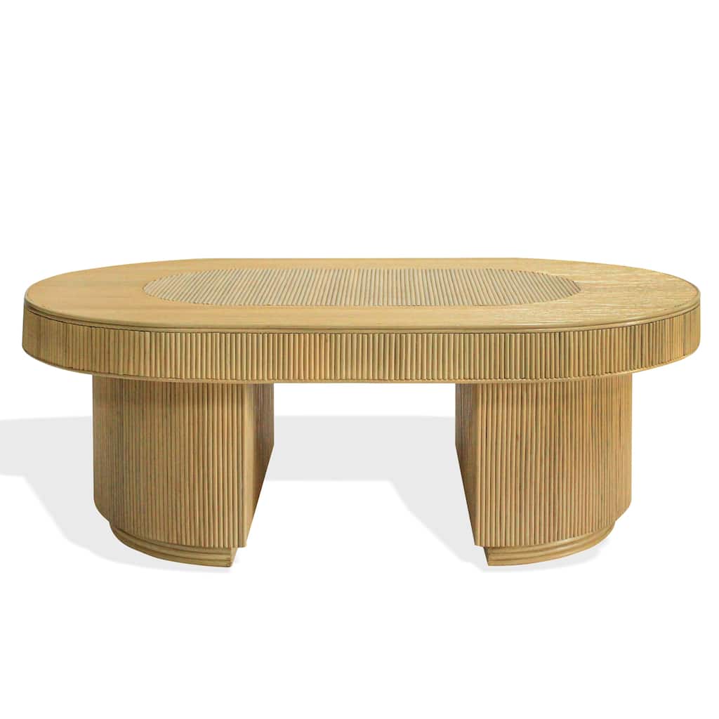 SAFAVIEH Couture Kenzo Oval Coffee Table with Handwoven Rattan - 50"W x 30"D x 18"H