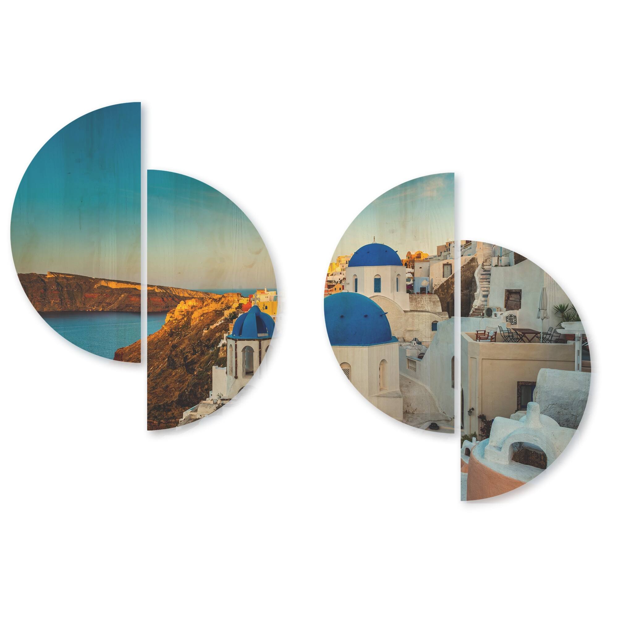 Designart 'Beautiful Santorin Houses Greece' Cityscape Wood Wall Art