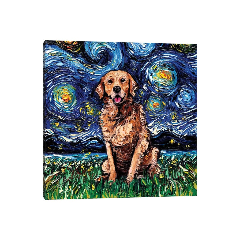 iCanvas "Golden Retriever Night (Dark Coat)" by Aja Trier Canvas Print