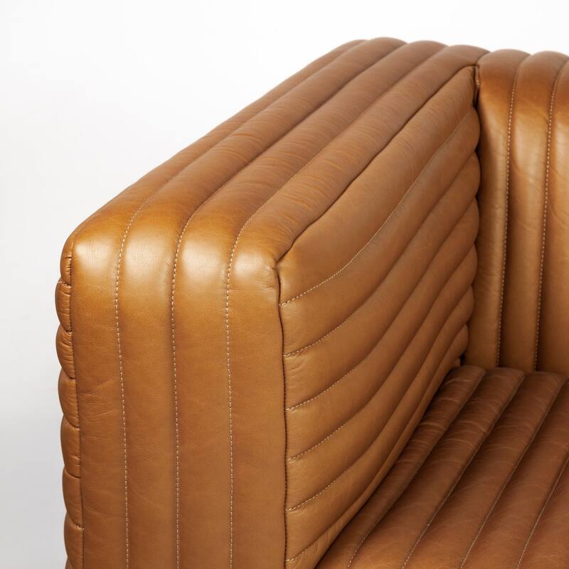 Ricciardo Cognac Leather Three Seater Sofa 82.5L x 38.4W x 26.38H