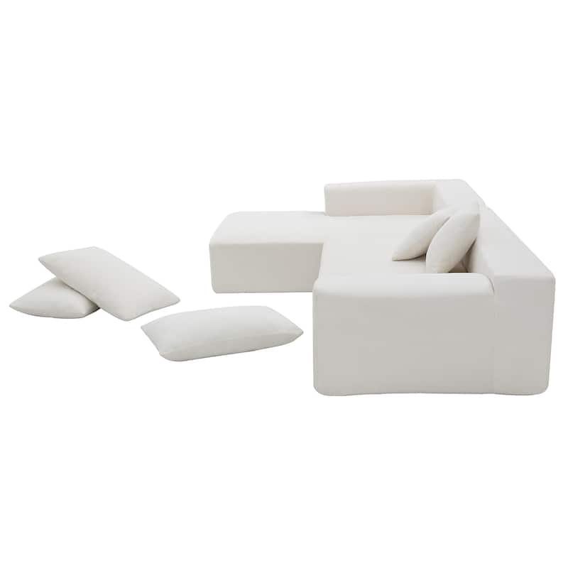 109" Chenille Sectional Sofa with Spring Support