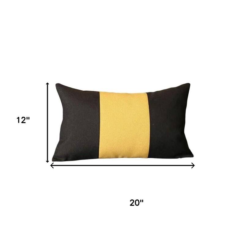 HomeRoots Set of Four 12" X 20" Black And Yellow Lumbar Throw Pillows