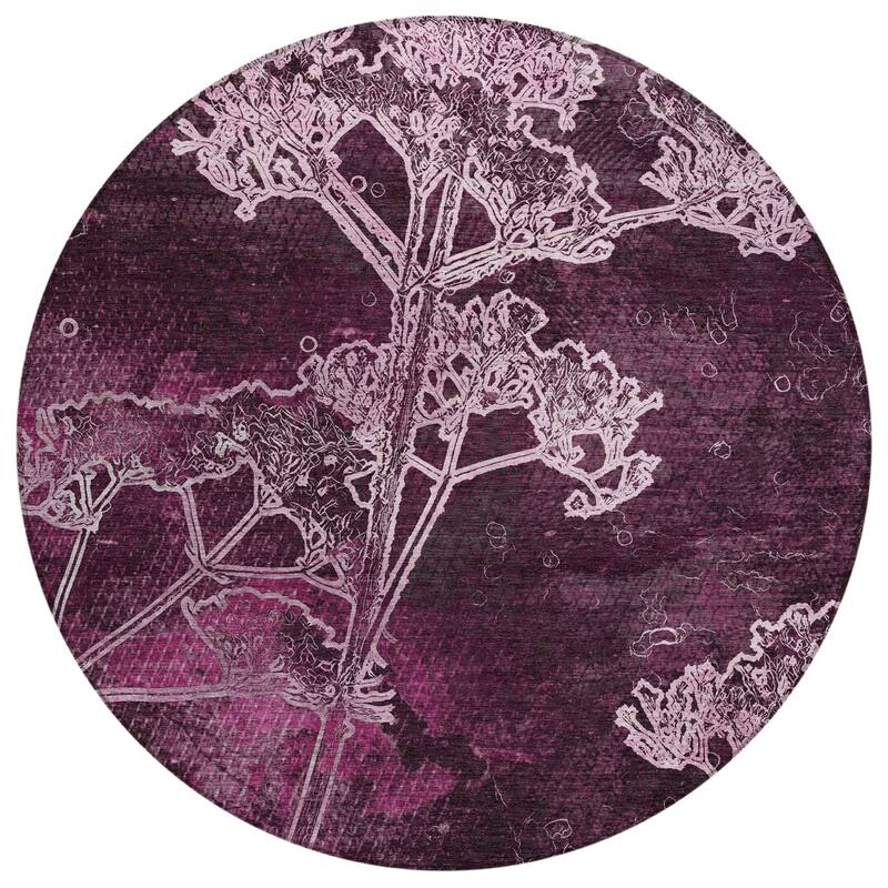 Machine Washable Indoor/ Outdoor Modern Floral Chantille Rug