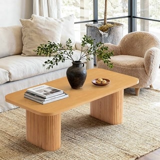 Rectangular Coffee Table with Ribbed Design