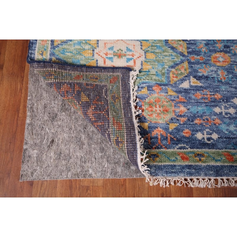 Blue Geometric Khotan Oriental Area Rug Handmade Wool Carpet - 8'9"x 11'11"