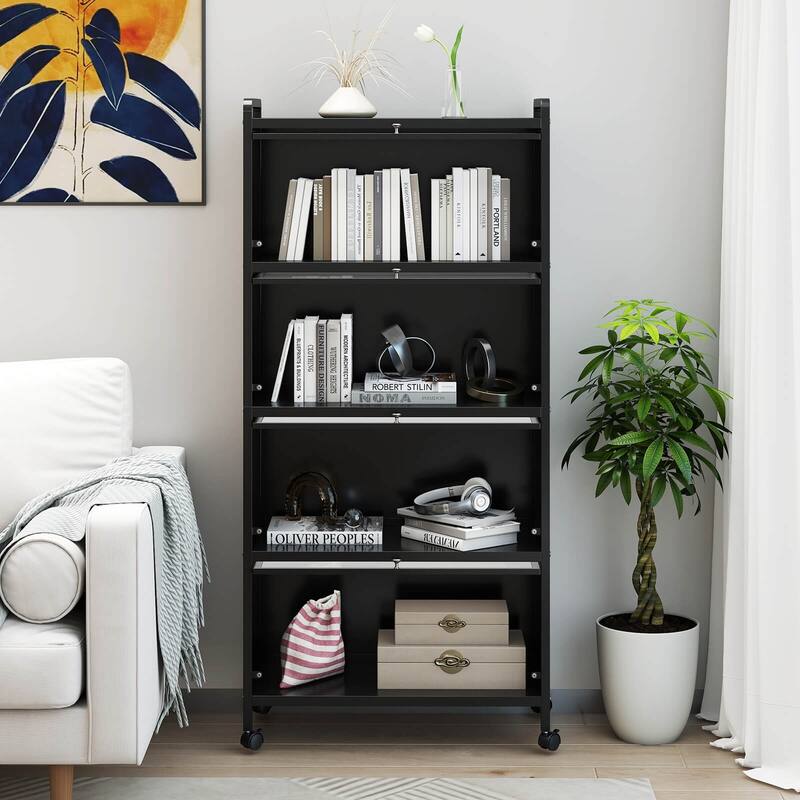 Costway 4-Tier Storage Cabinet with Door Freestanding Bathroom Cabinet - See Details