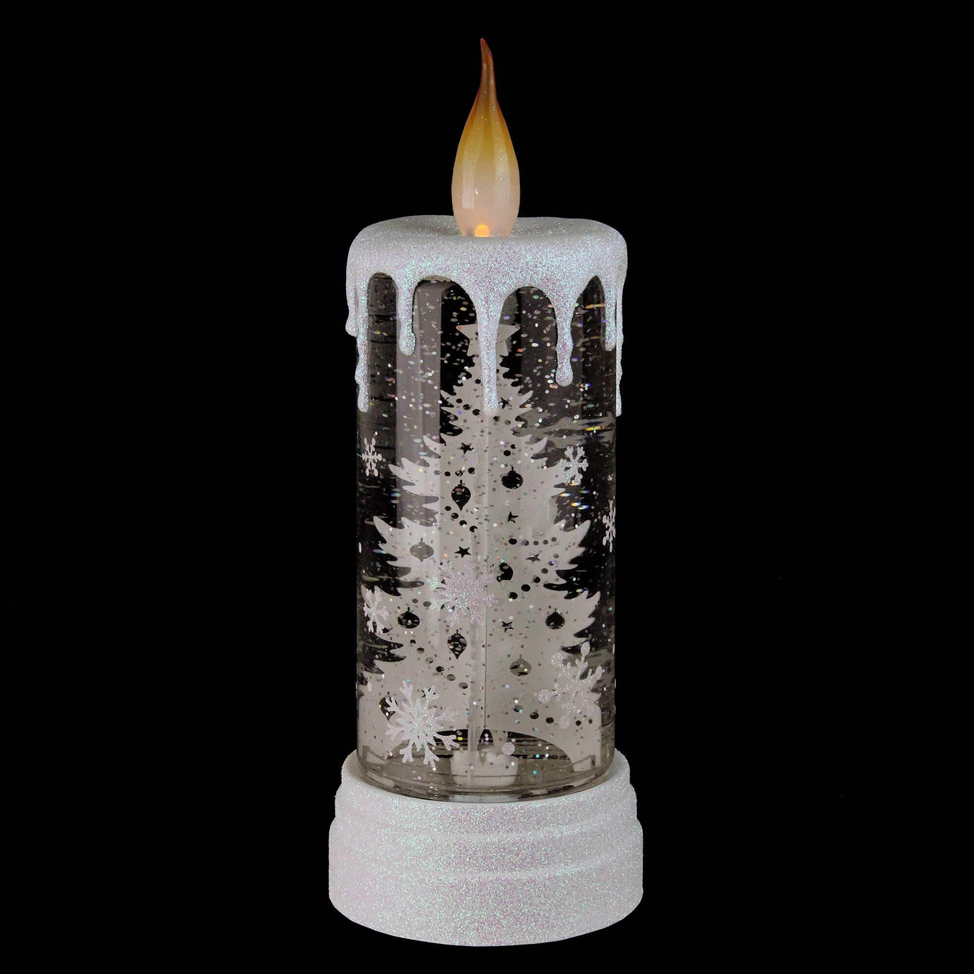 Shop Black Friday Deals On 10 5 Led Flickering Lighted Rotating Tree Christmas Snow Globe Glitterdome Candle Overstock 23512933