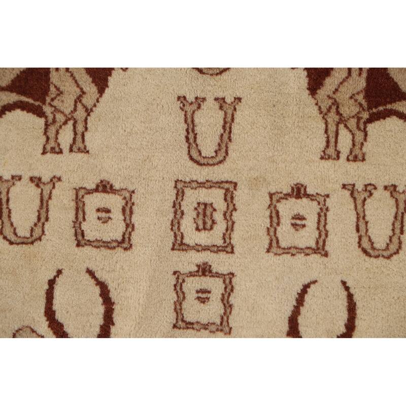 Hand Knotted Oriental 100% Wool Carpet Traditional Animal Pictorial Beige & Ivories Bokhara Area Rug - 6' 3'' X 4' 2''