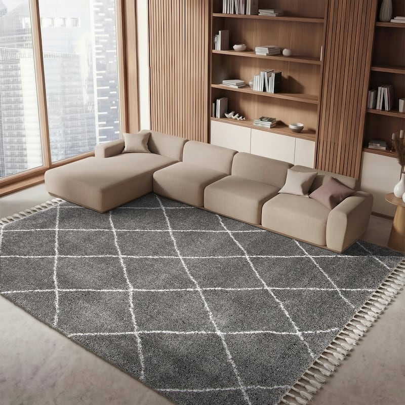 SAFAVIEH Moroccan Fringe Shag Leoma 2-inch Thick Rug
