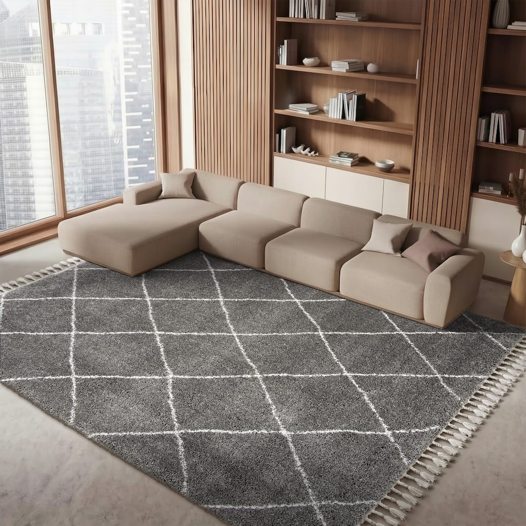 SAFAVIEH Moroccan Fringe Shag Leoma 2-inch Thick Rug