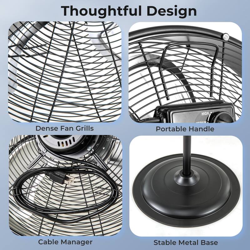 Gymax 20'' High Velocity Pedestal Fan w/3 Speeds 360 Degree Tilt &