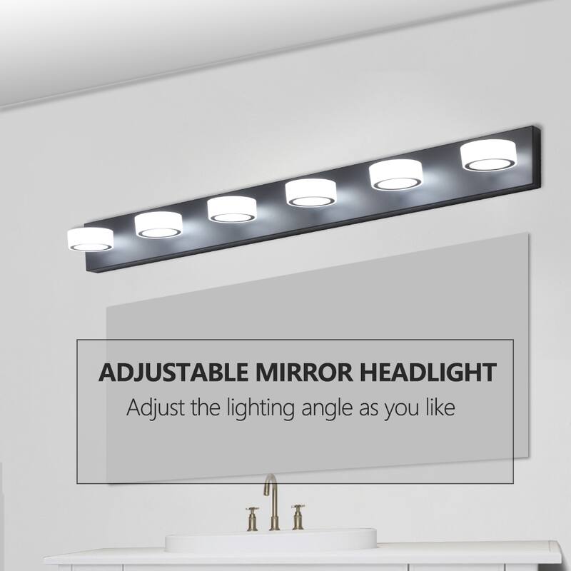 45" Modern 6-Light LED Vanity Light, Sleek Bathroom Wall Light Fixture for Mirror, Shower, and Bathroom Decor