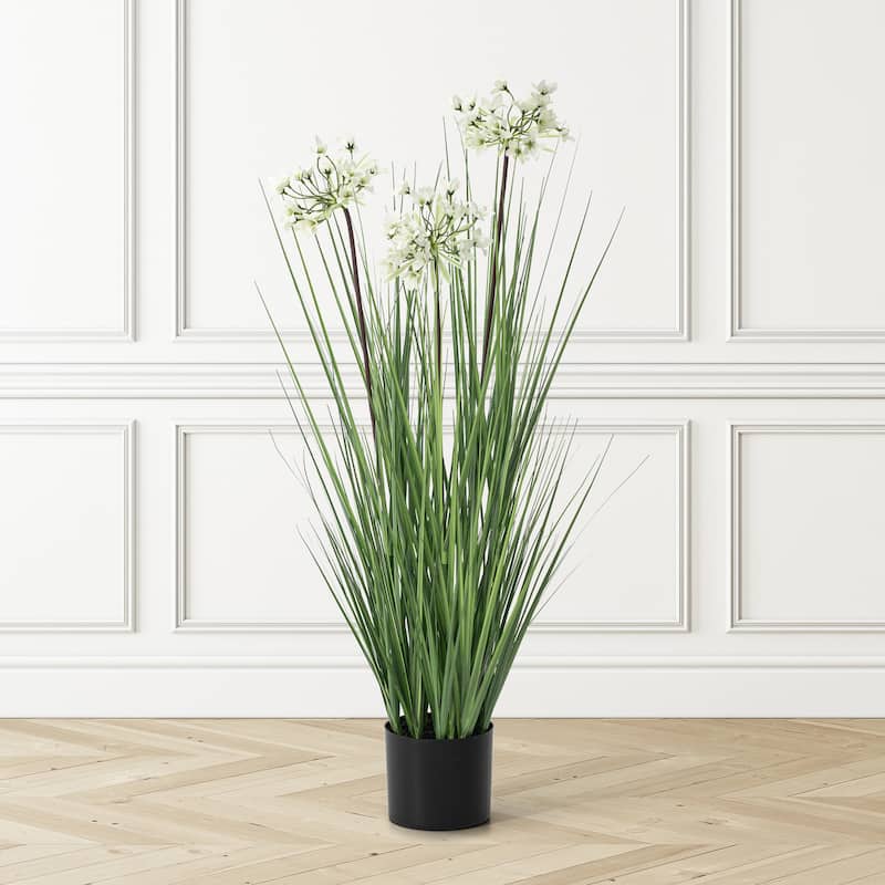Glitzhome 3.25ft. Onion Grass Artificial Plants in Pot - 18.00"D X 39.50"H
