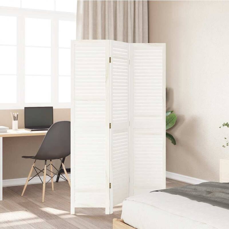 vidaXL Room Divider Privacy Screen Living Room White Solid Wood Paulownia