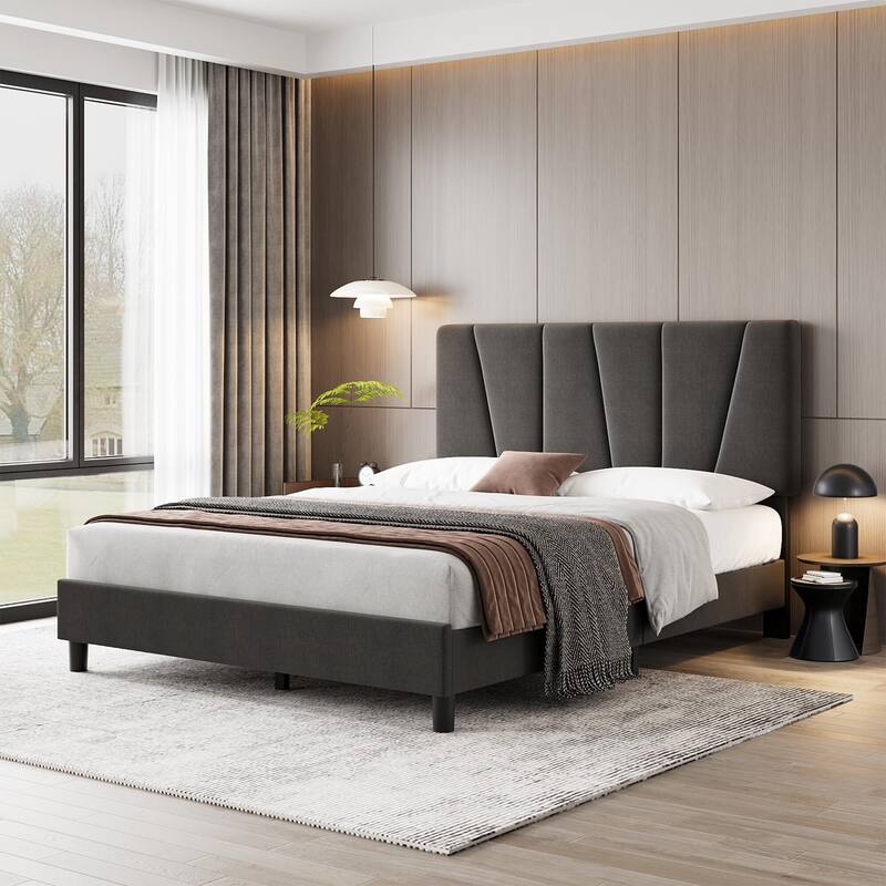 Bed Frame with Adjustable Headboard