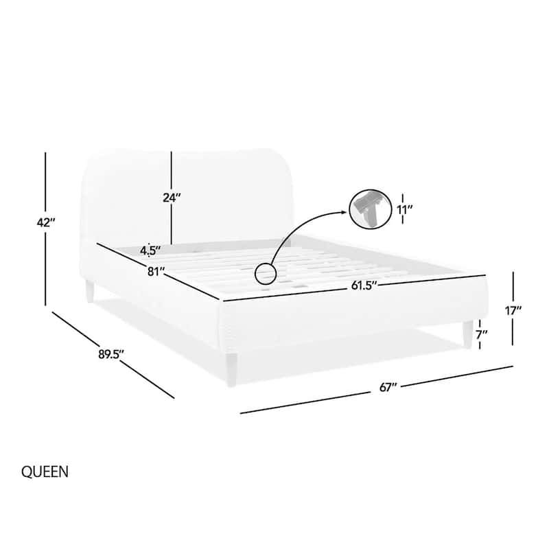 Roman Boucle Sherpa Curved Headboard Modern Platform Bed