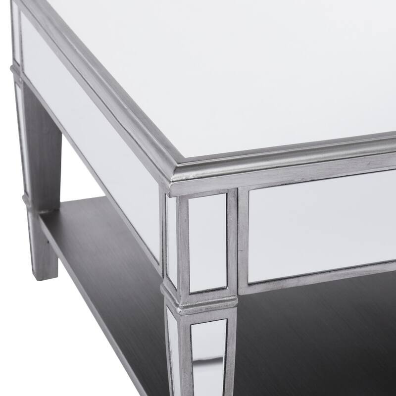 HomeRoots 29" Silver Mirrored Glass Square Coffee Table - 28.5 x 28.5 x 18.5