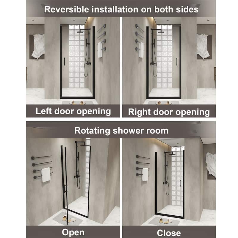 24x72 Inch Half Frame Pivot Shower Door