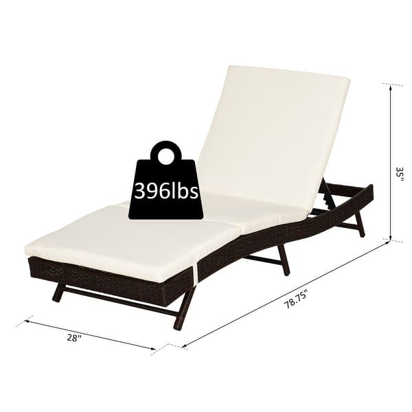 dimension image slide 3 of 2, Outsunny 5 Position Adjustable Outdoor PE Rattan Wicker Chaise Patio Louge Chair