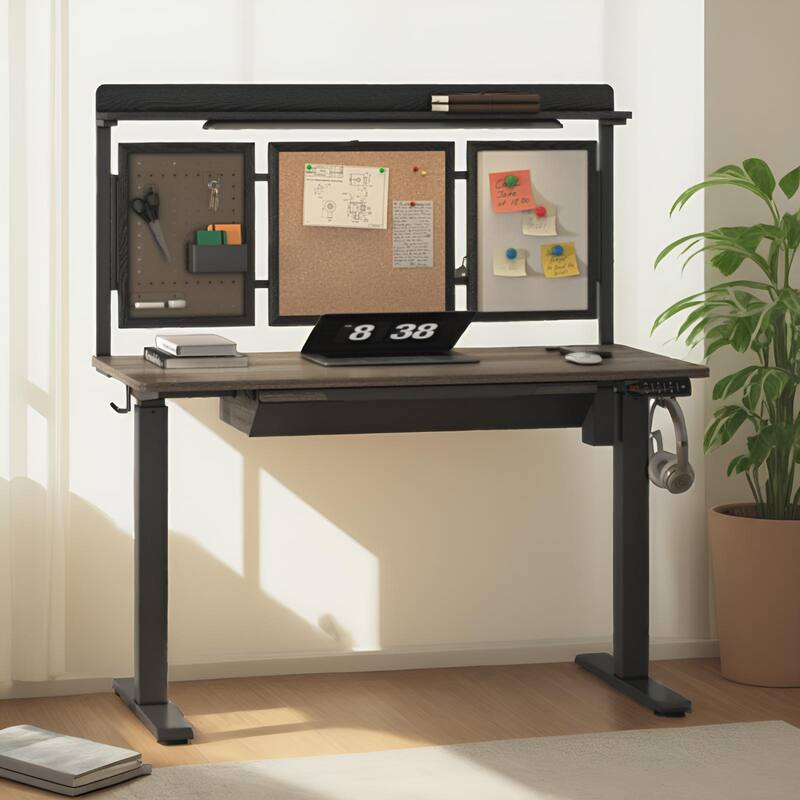 KOWO K304 55 Inch Electric Height Adjustable Desk Sit to Stand Workstation for Home Office, Ergonomic Computer Desk with Memory