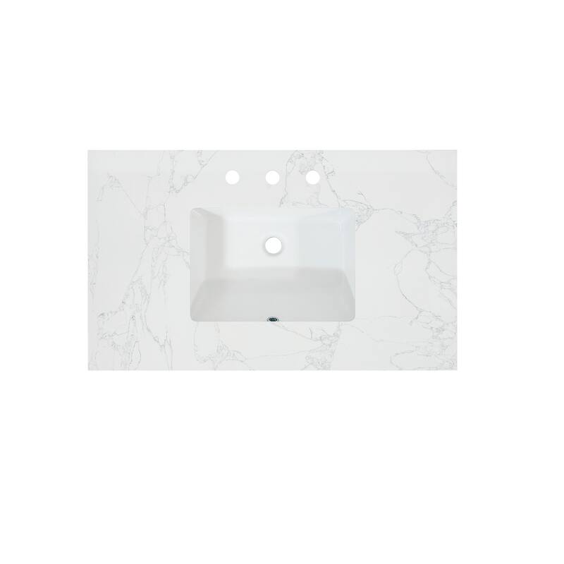 Altair Ceres Engineered Stone Vanity Top in Grain White Without Cabinet - 37inches - Grain White