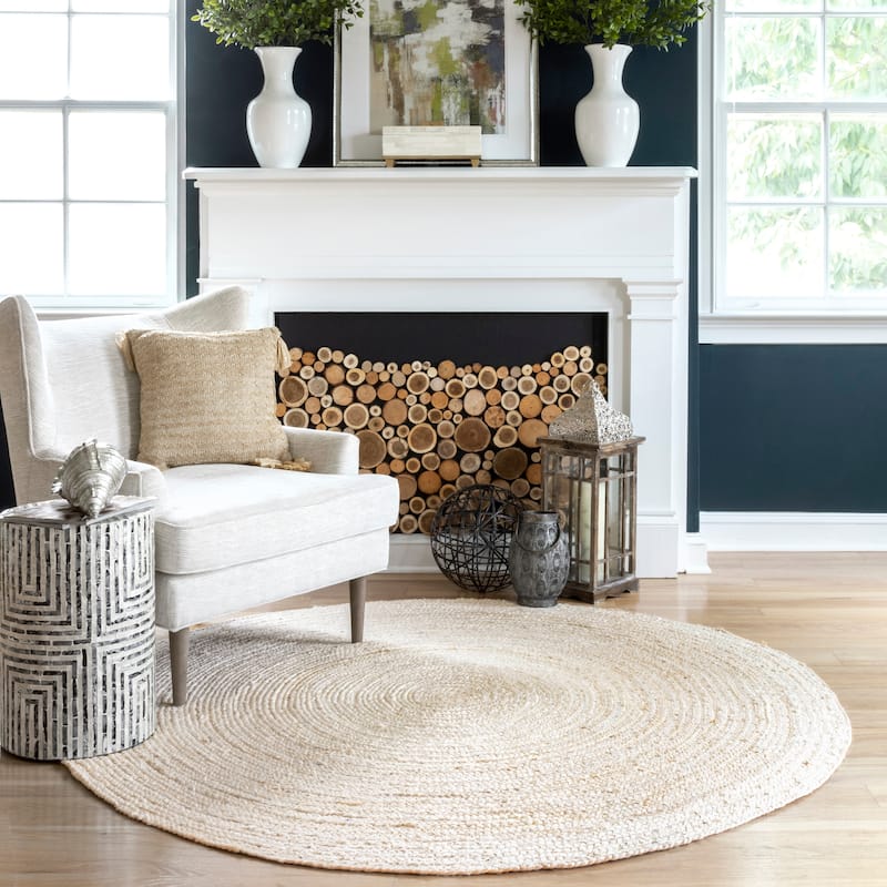 Nuloom Adelaida Farmhouse Jute Area Rug - 6' Round - Ivory