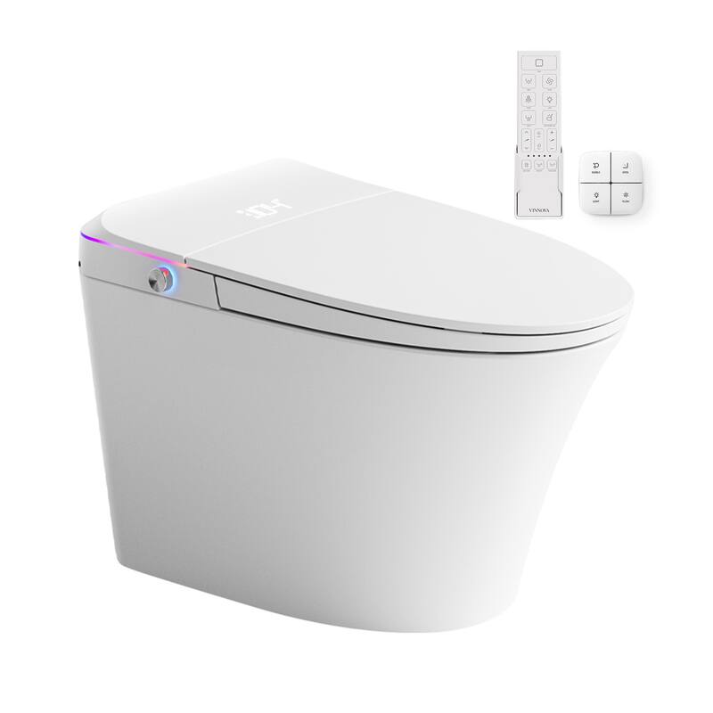 Zarautz Elongated Smart Bidet Toilet Combo with Clean Foam Shield Splash Proof,Heated Seat,Dryer & Foot/Men's flush recognition