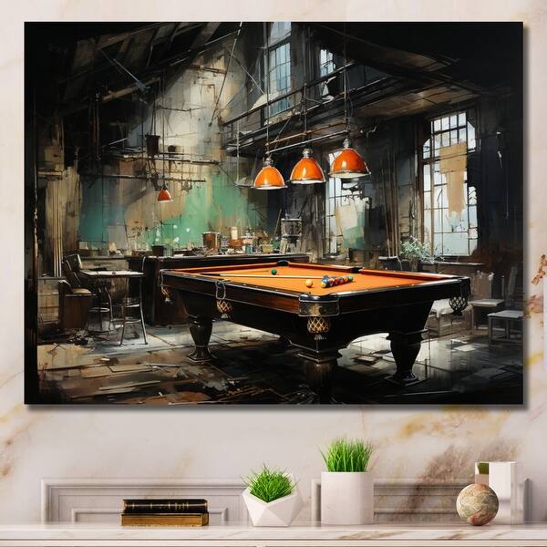 slide 2 of 7, Designart "Billard Industrial Game III" Sports Wall Art Prints