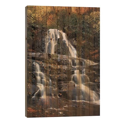 Autumn Falls Print On Wood by Jonathan Ross Photography - Multi-Color