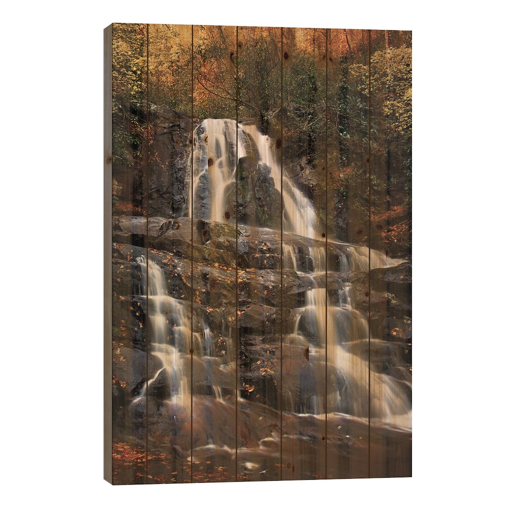 Autumn Falls Print On Wood by Jonathan Ross Photography - Multi-Color