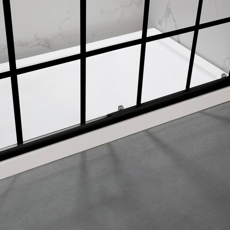 FELYL 72" H Single Sliding Framed Shower Door with Heat Soaking Process and Protective Coating Clear Glass