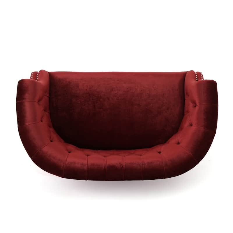 Milani Velvet Tufted Scroll Arm Loveseat by Christopher Knight Home