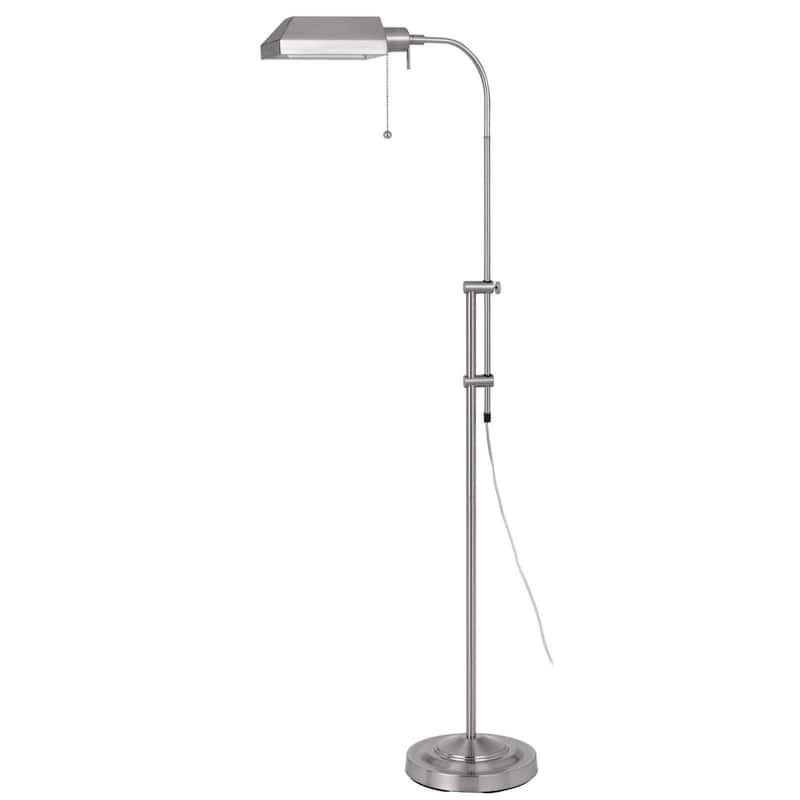 57 Inch Adjustable Floor Lamp with Square Metal Shade for Living Room - Nickel