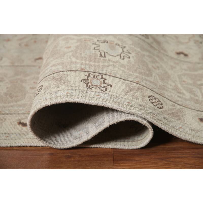 Hand Knotted Oriental 100% Wool Carpet Traditional Floral Beige & Ivories Kashan Area Rug - 12' 3'' X 9' 6''