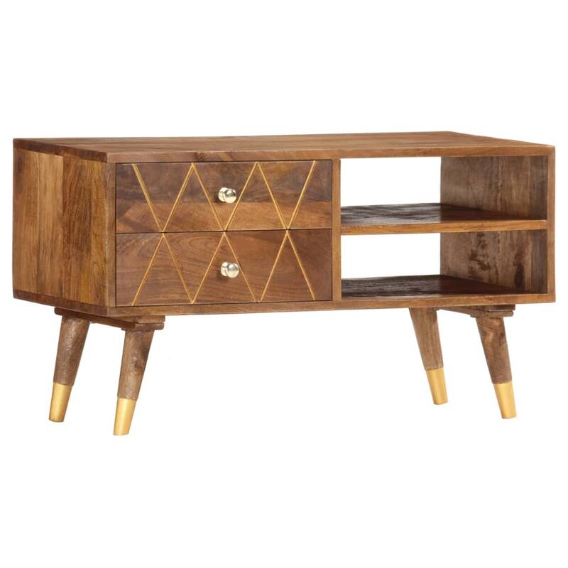 vidaXL TV Stand 33.5"x13.8"x18.5" Solid Wood Mango