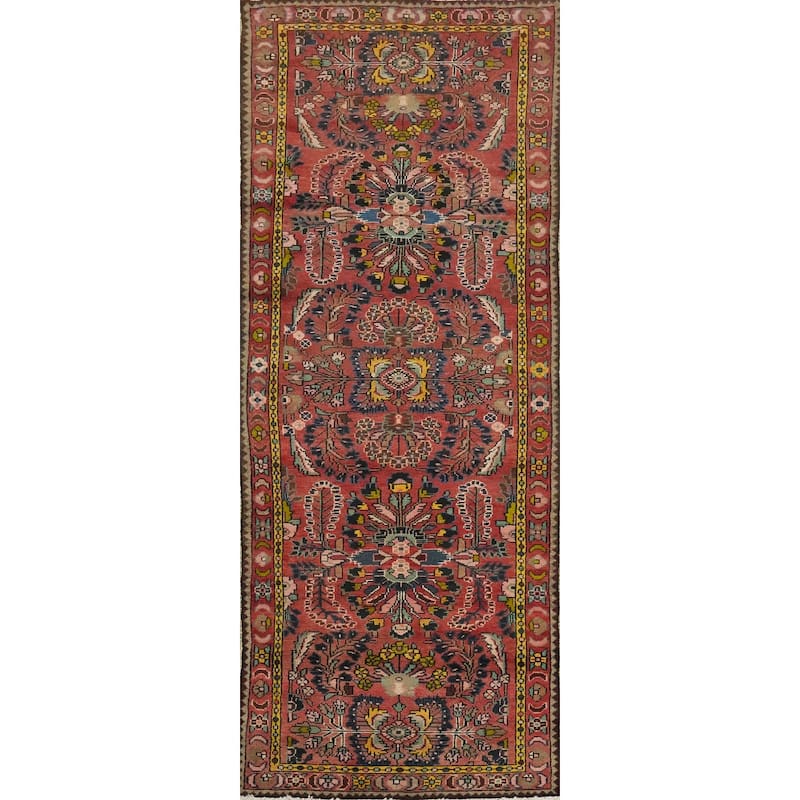Hand Knotted Oriental 100% Wool Carpet Traditional Floral Oranges & Rust Lilian Runner Rug - 9' 0'' X 3' 3''