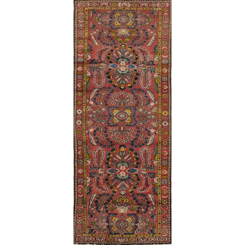 Hand Knotted Oriental 100% Wool Carpet Traditional Floral Oranges & Rust Lilian Runner Rug - 9' 0'' X 3' 3''