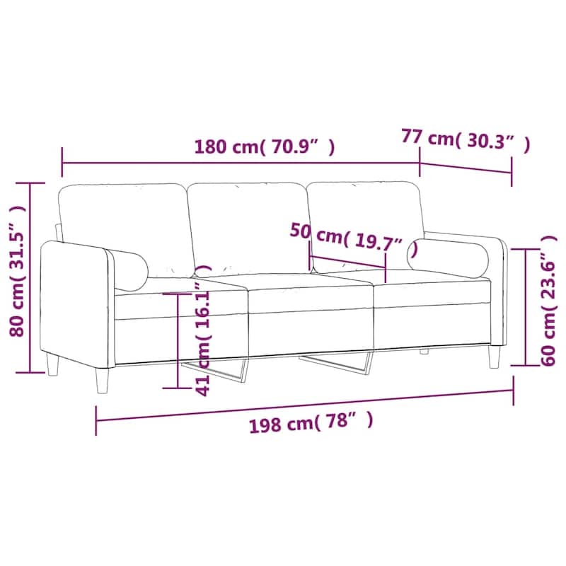 vidaXL Sofa Sectional Couch with Pillows and Cushions for Living Room Velvet