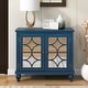 preview thumbnail 1 of 8, Free Standing Wood Storage Cabinet with Adjustable Shelf Dark Blue