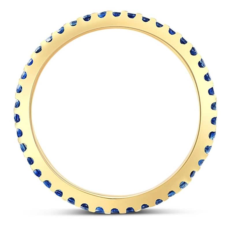 3/4Ct Genuine Blue Sapphire Eternity Ring Stackable Band 10k Yellow Gold