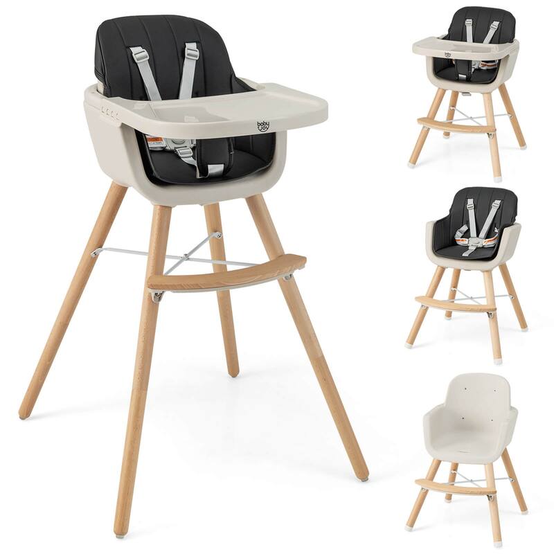 Babyjoy 3 in 1 Convertible Wooden High Chair Toddler Feeding Chair - 20.5" x 21.5" x 36"