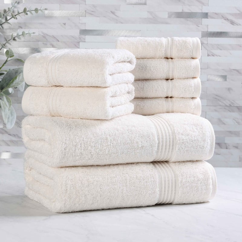 Superior Heritage Egyptian Cotton Absorbent 8-Piece Towel Set - Ivory