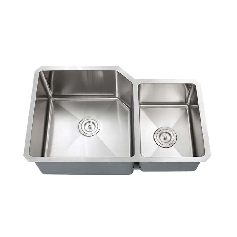 Dowell Undermount Double Bowl Stainless Steel Kitchen Sink - Small Radius Corners - 18/11W x 18/15L x 10/8D
