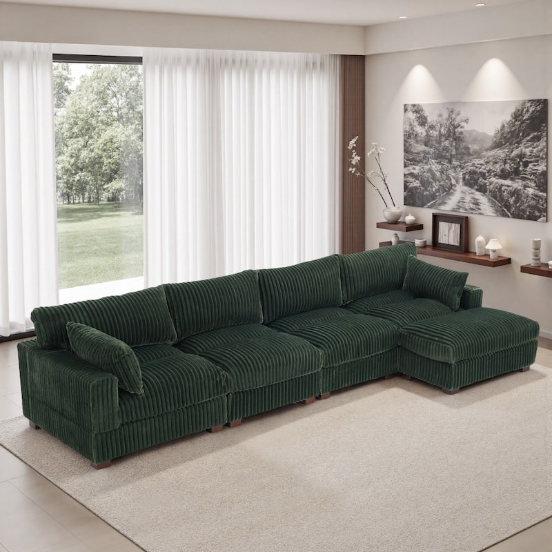 Oversized Plush Modular Sectional Sofa Couch with Ottoman