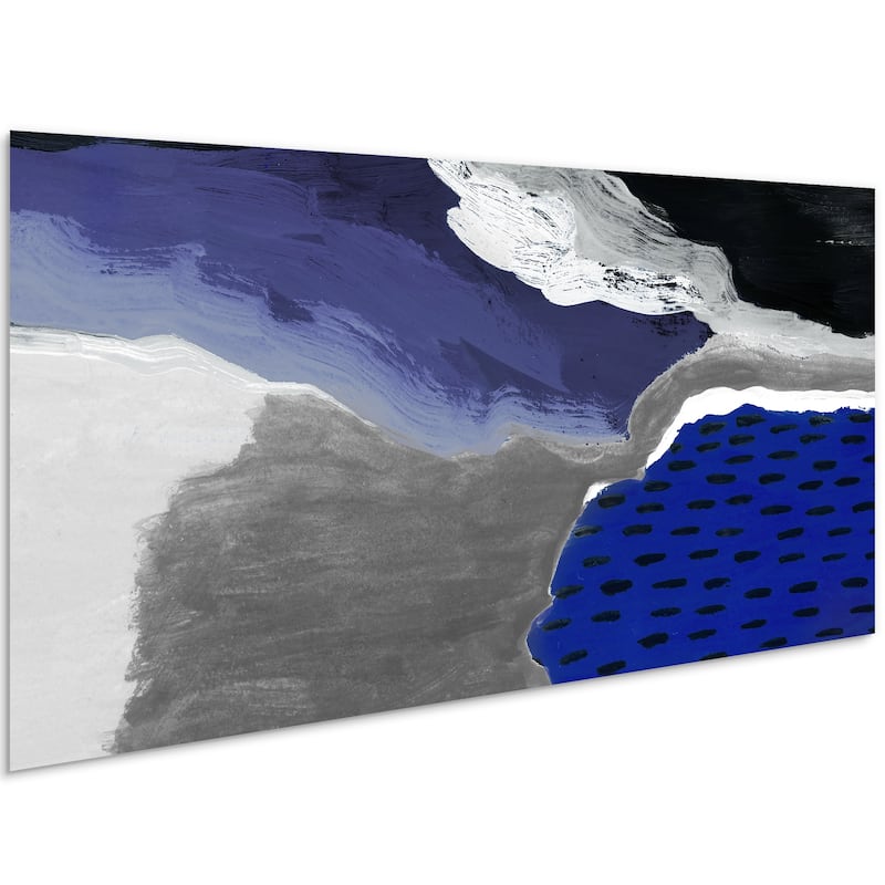 "Cobalt Abstract 2A" Frameless Free Floating Tempered Glass Panel Graphic Wall Art