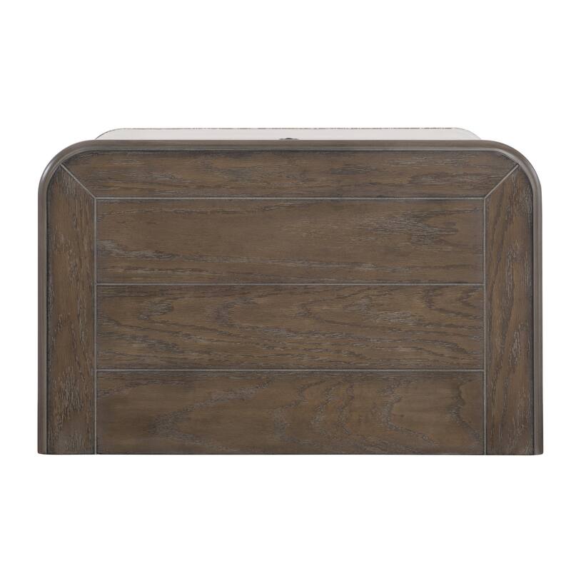 Antique White & Brown-Gray Nightstand, Drawers, Black Knobs, Traditional Design - Antique White