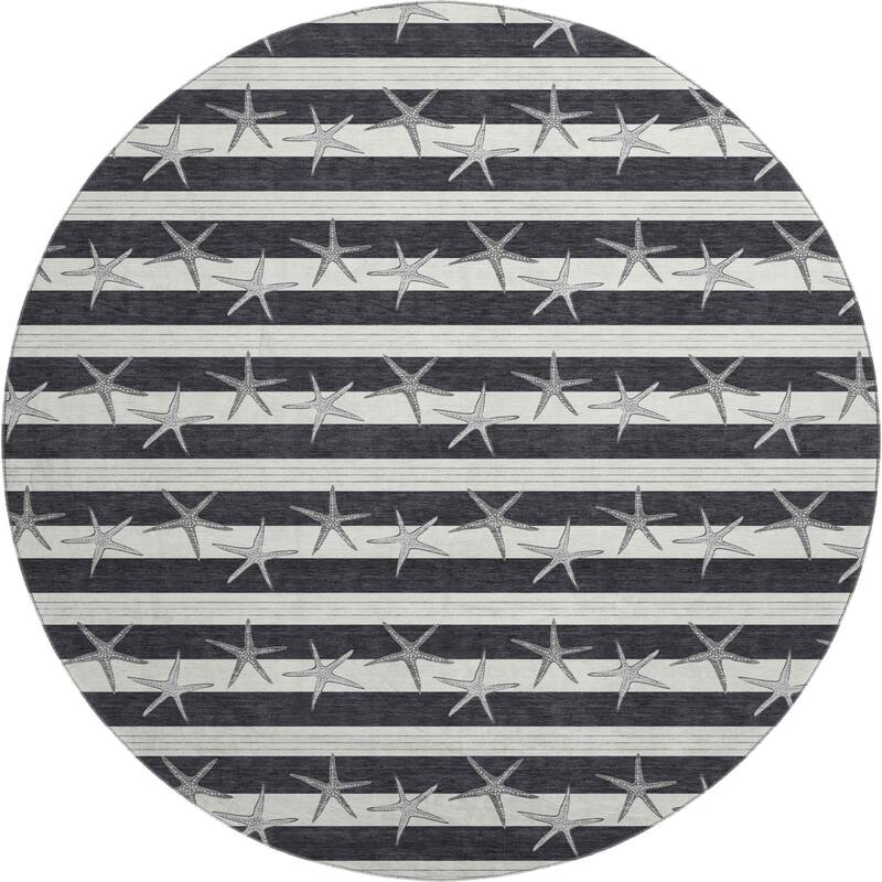 Premium Washable Super Soft Starfish Coastal Stripes Mayfield Rug